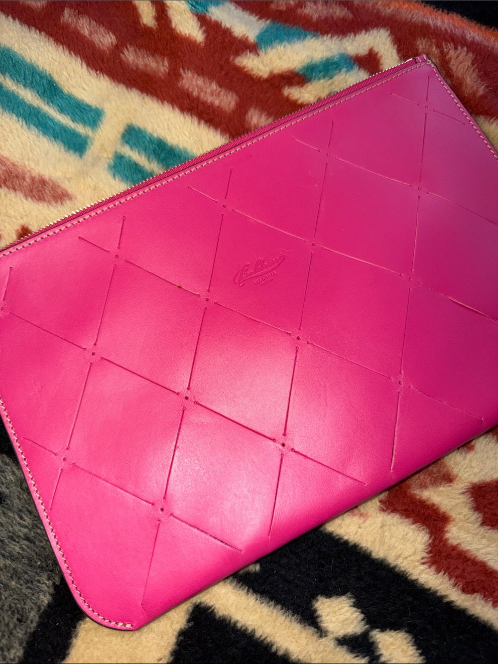 Boldrini Selleria Pink Quilted Leather Zip Pouch Clutch - Women Bags